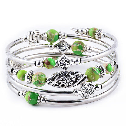 Pulsera bohemia de cuentas de piedra natural para mujer