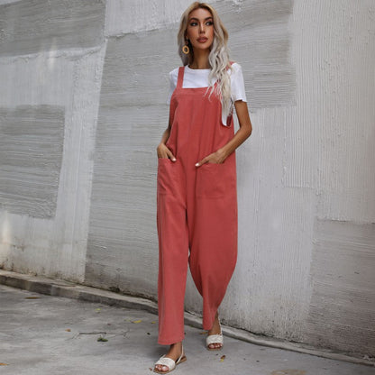 Cozy Cotton Linen Women's Sleeveless Jumpsuit