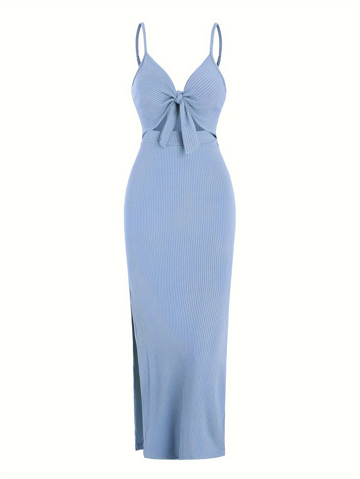 Women Elegant Sleeveless Slim-Fit Solid Color Dress - V-Neck Backless Style