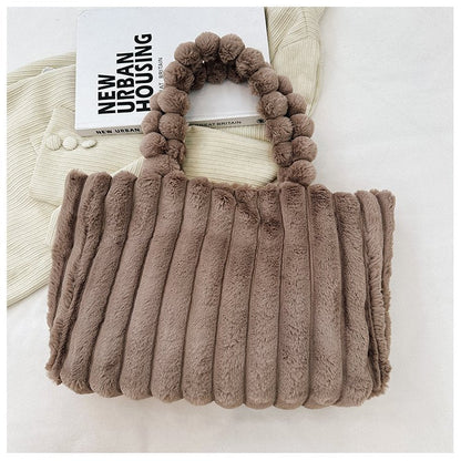 Women Fashion Solid Color Plush Tote Bag