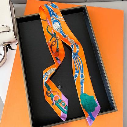 Bufanda con asa para bolso con lazo estampado a la moda para mujer