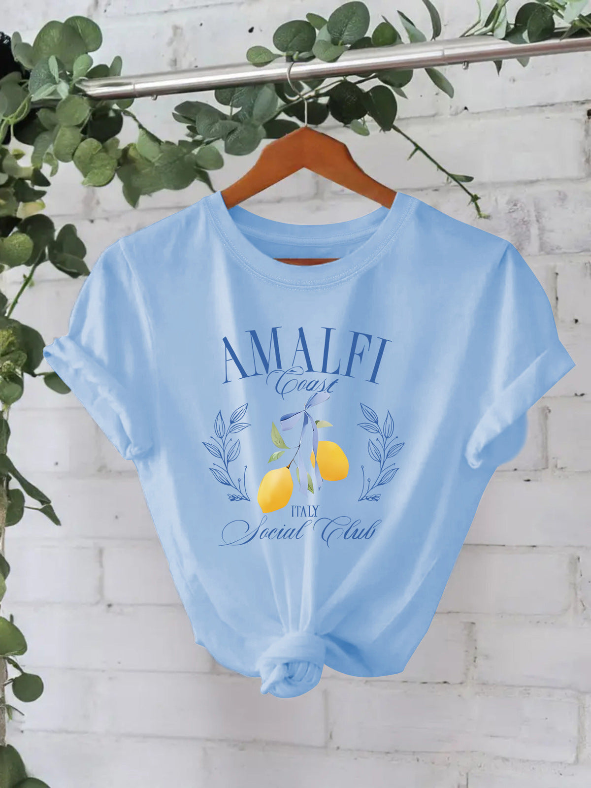 Camiseta de verano de algodón puro con estampado de limones para mujer