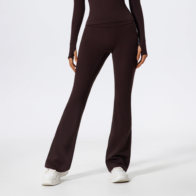Pantalon de yoga décontracté taille haute à jambes larges pour femme en mélange de coton