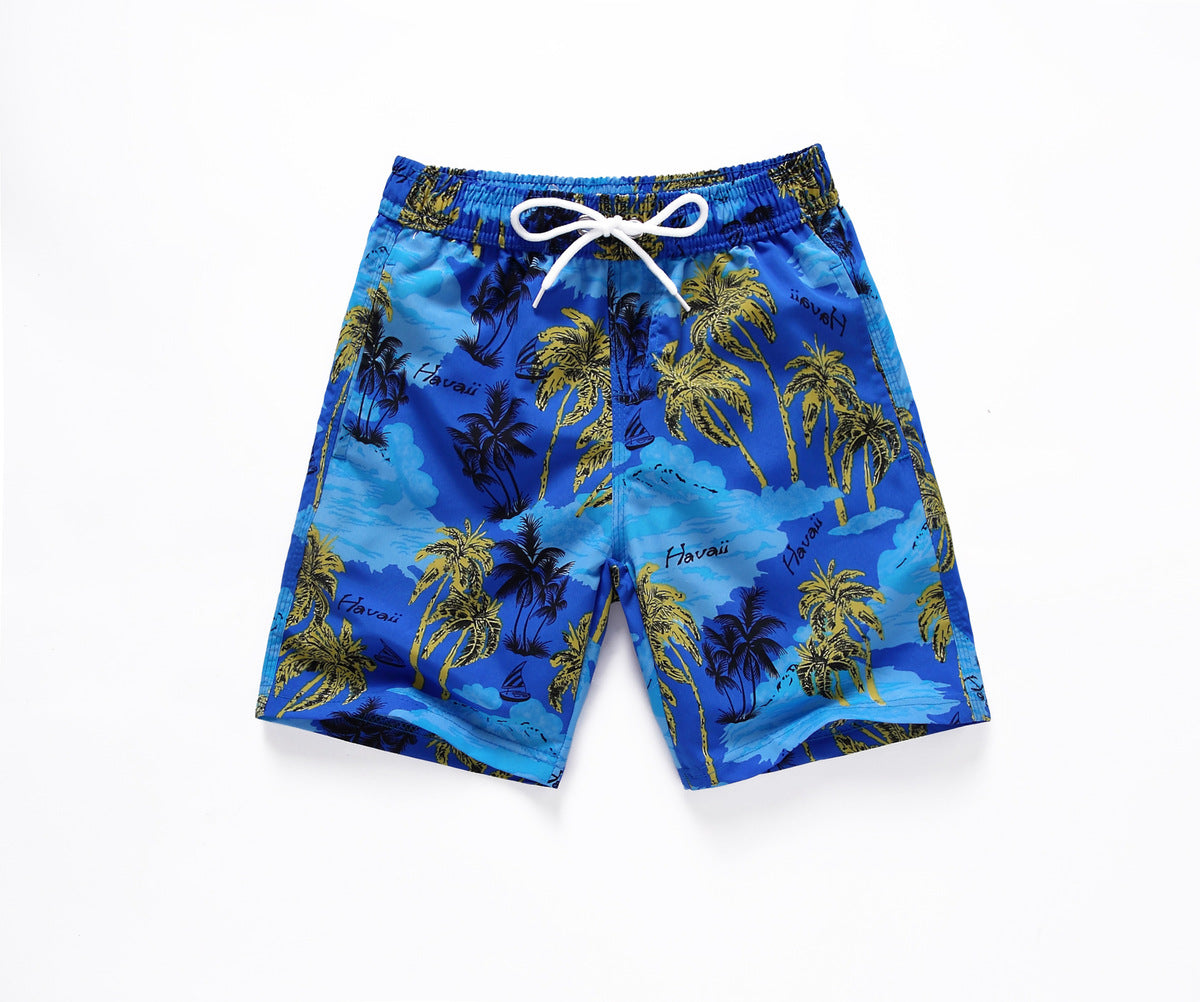 Boy's Casual Printed Loose Beach Swim Trunks