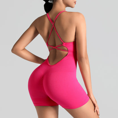 Women Fashion Backless Quick-Drying Yoga Rompers