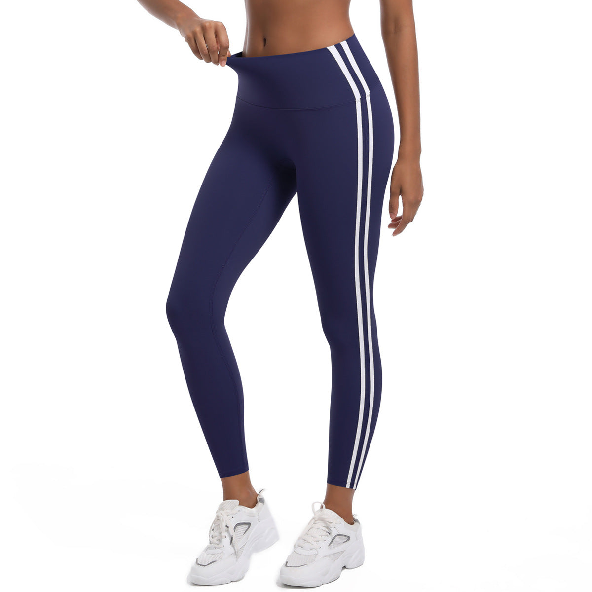Leggings de sport taille haute à rayures pour femmes