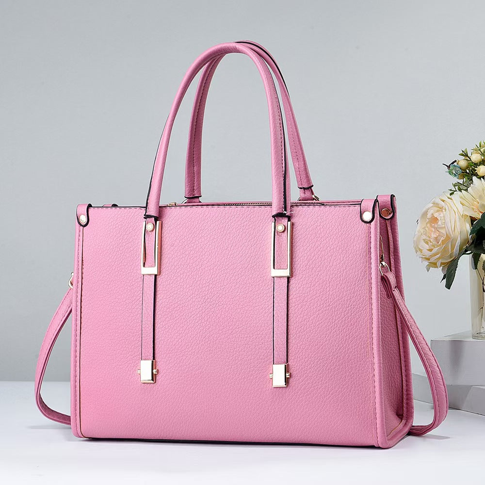 Women Large Capacity PU Work Bag with Zipper Closure