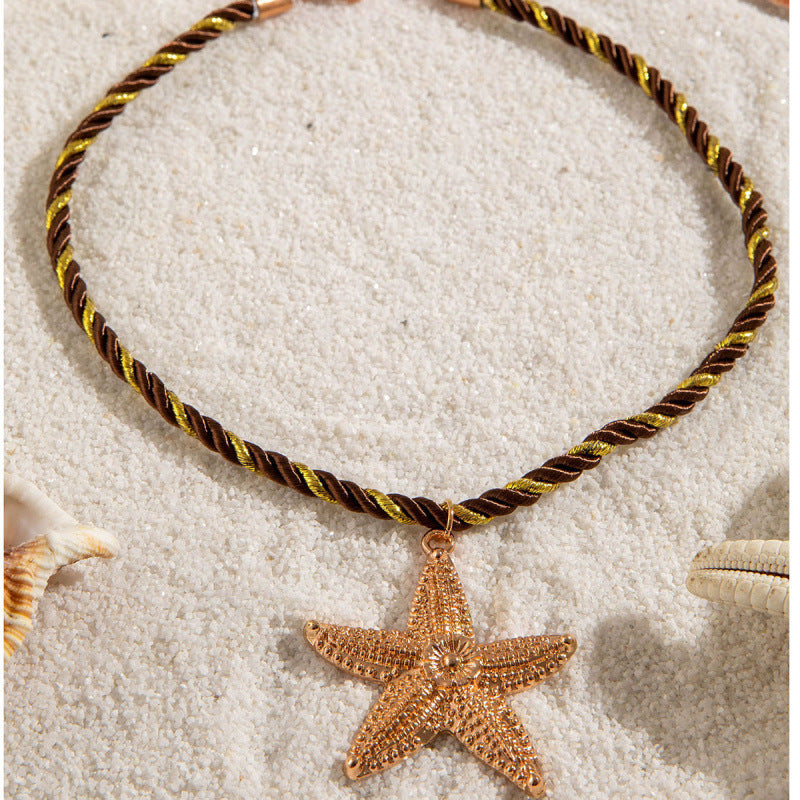 Collar con colgante de estrella de mar de playa con personalidad exagerada