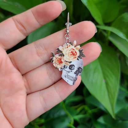 Women Halloween Scary Acrylic Flower Dangle Earrings