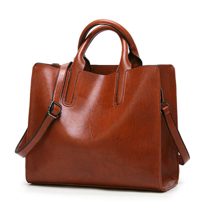 Women Simple Portable Square Leather Handbag