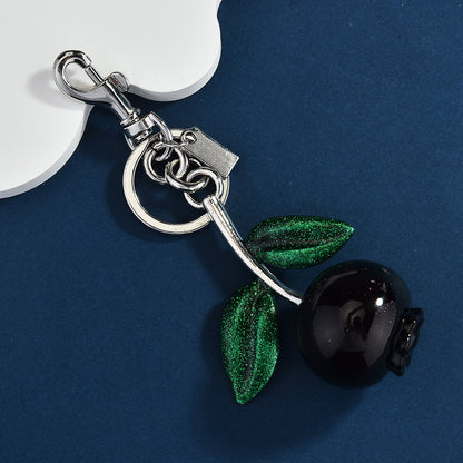 Women Fashion Crystal Blueberry Fruit Pendant Keychain