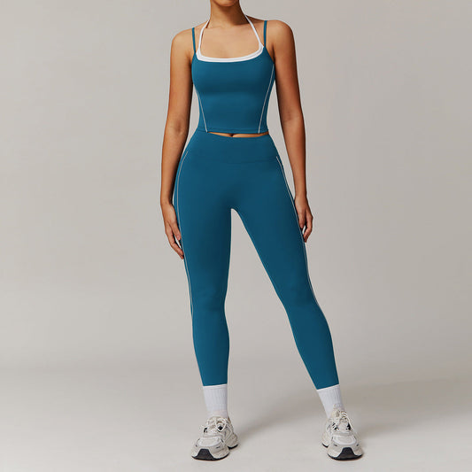 Women Yoga Color Contrast Two-Piece Set