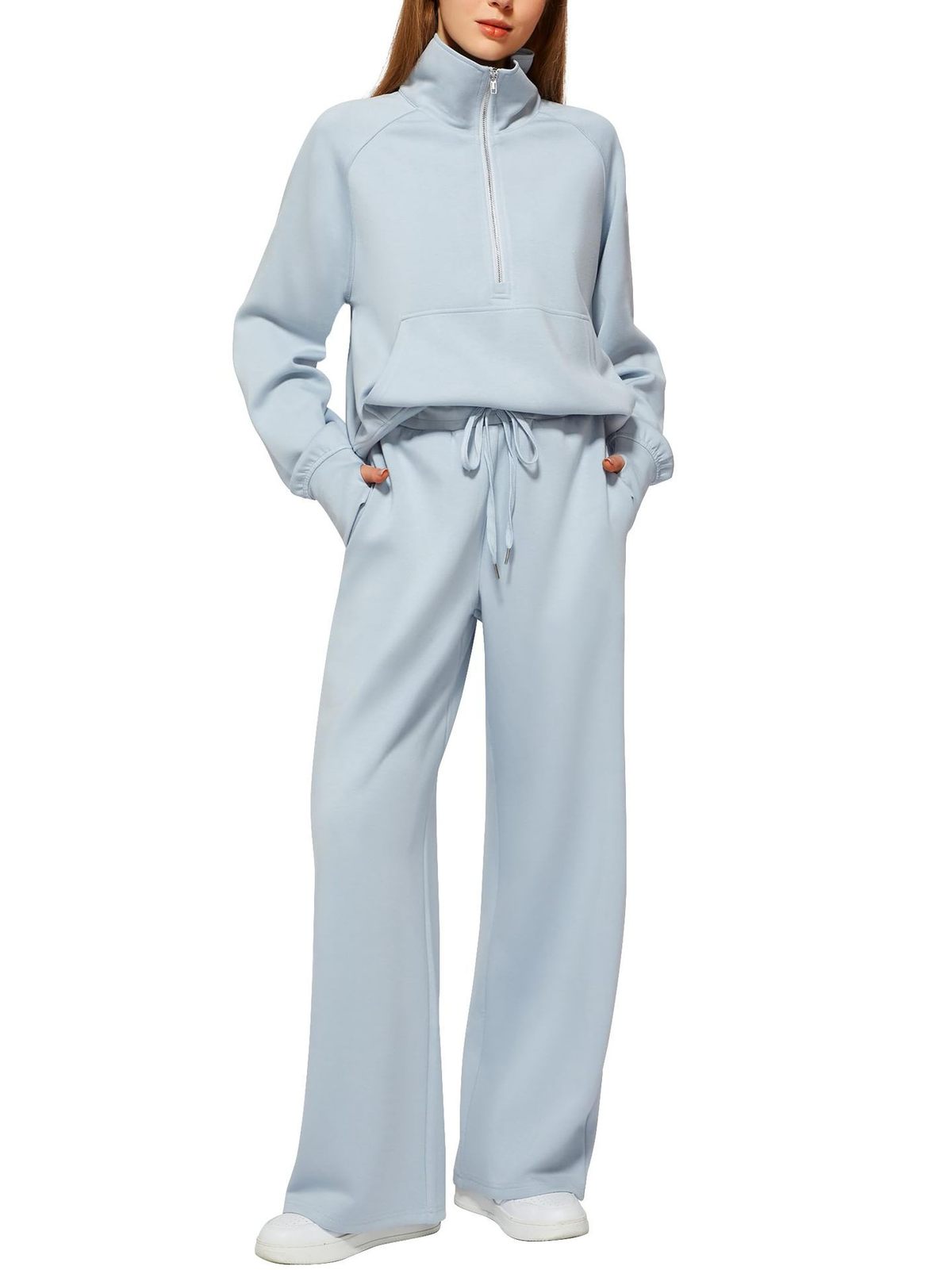 Oversized Women Two-Piece Hoodie and Wide-Leg Pants Set
