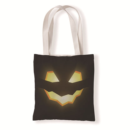 Bolsa de lona con diseño de calabaza y murciélago de Halloween