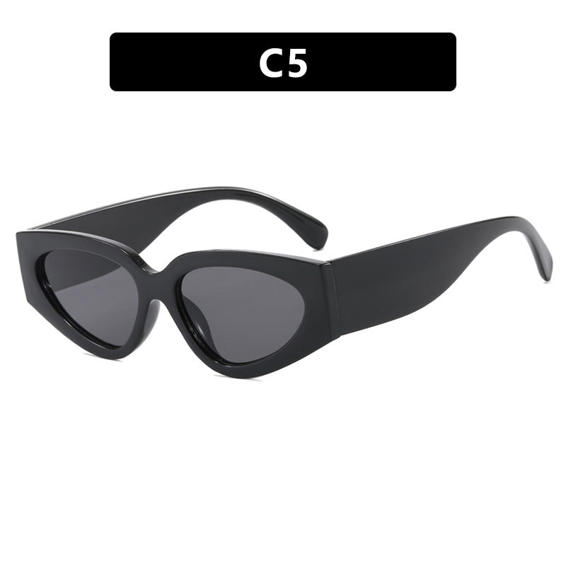 Lunettes de soleil tendance pour femmes, style chat, colorblock, avec monture en polycarbonate