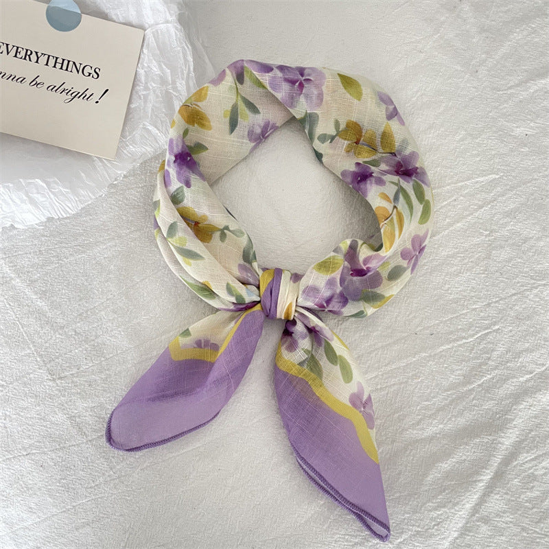 Bufanda floral de lino y algodón de moda de verano para mujer