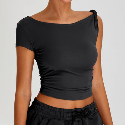 Women Fashion Casual Solid Color Irregular T-Shirt
