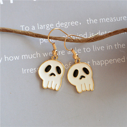 Pendientes de sombrero con forma de calavera, calabaza, gato y fantasma de Halloween para mujer