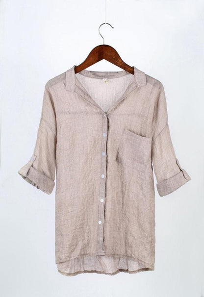 Chemisier ample en coton et lin pour femme, protection solaire d'été