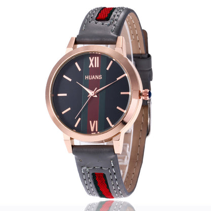Women Fashion Casual Contrast Color Large Dial Quartz Watch