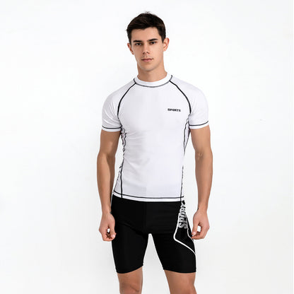 Men Casual Printed Short-Sleeve Swimming Trunks Set