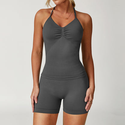 Women Fashion Seamless Halter-Neck Yoga Set