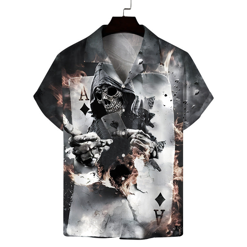 Camisa informal con solapa y estampado de mariposas 3D para hombre