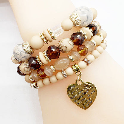 Women Retro Bohemian Heart Pendant Bracelet