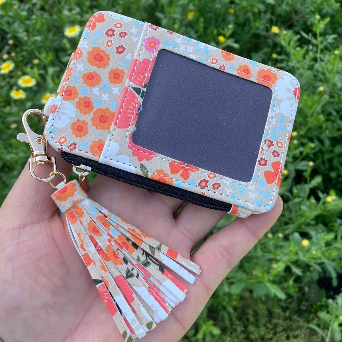 Cartera multifunción con estampado floral para mujer