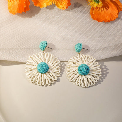 Bohemian Holiday Style Handmade Braided Floral Earrings