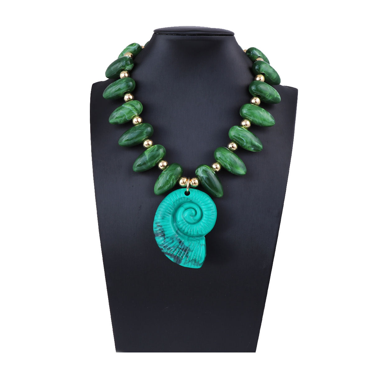 Women Fashion Exaggerated Vacation Multicolor Beaded Conch Pendant Sea Necklace