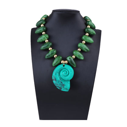 Women Fashion Exaggerated Vacation Multicolor Beaded Conch Pendant Sea Necklace