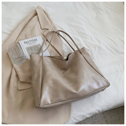 Bolso tote informal sencillo de piel de color liso para mujer