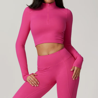 Top de yoga informal de manga larga para mujer, mezcla de algodón y poliamida