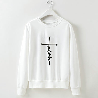 Women Fashion Casual Letter Printed Round Neck Sweatshirt