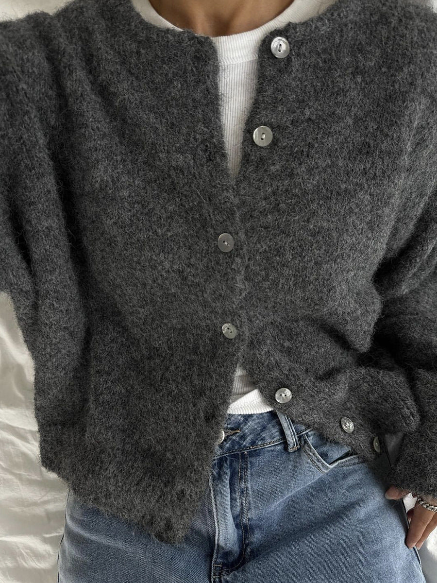 Women Vintage Wool Blend Knitted Cardigan Sweater