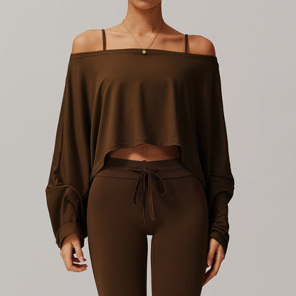 Top corto informal de manga larga de color liso para mujer