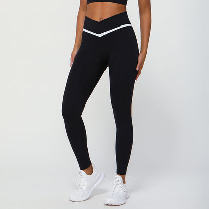 Leggings deportivos de cintura alta con contraste de color para yoga para mujer