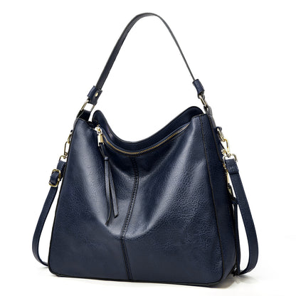 Women Solid Color Portable Large Capacity PU Handbag