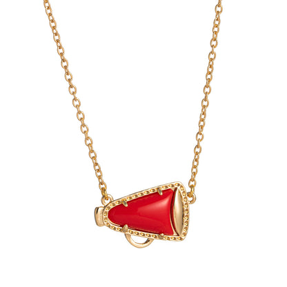 Collar sencillo de cuerno con gotero de aceite para mujer, con colgante geométrico de nácar.