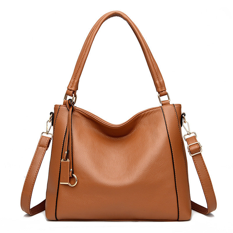 Bolso de mano de PU de color sólido simple a la moda para mujer