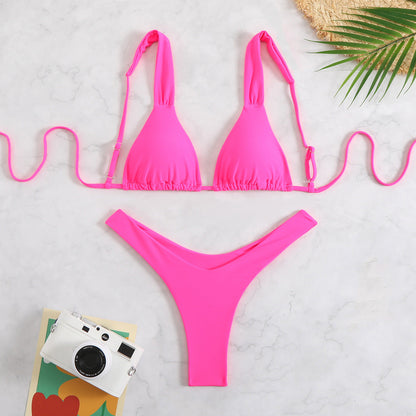 Maillot de bain bikini sexy à lacets et imprimé floral pour femme