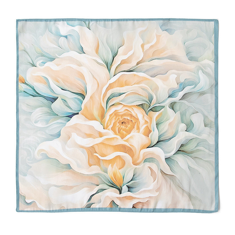Bufanda de seda floral con lunares de moda de verano para mujer