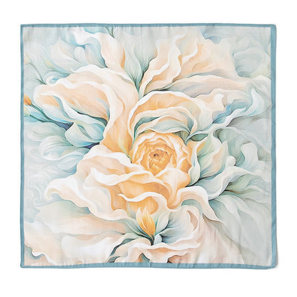 Bufanda de seda floral con lunares de moda de verano para mujer