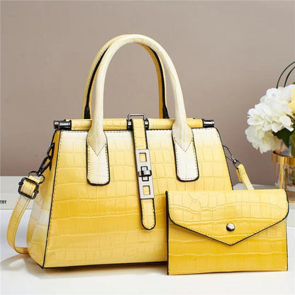 Women Fashionable Bright Leather Large Capacity Handbag