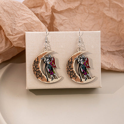 Halloween Women Cartoon Ghost Skull Earrings Alloy Jewelry