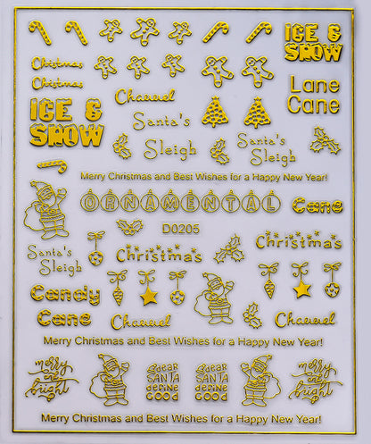 Parche adhesivo para uñas con diseño de alce y copo de nieve navideño, pegatinas bronceadoras para uñas