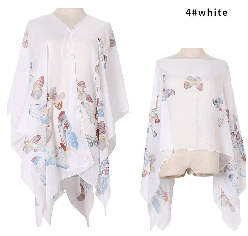 Chal de verano con estampado de mariposas para mujer