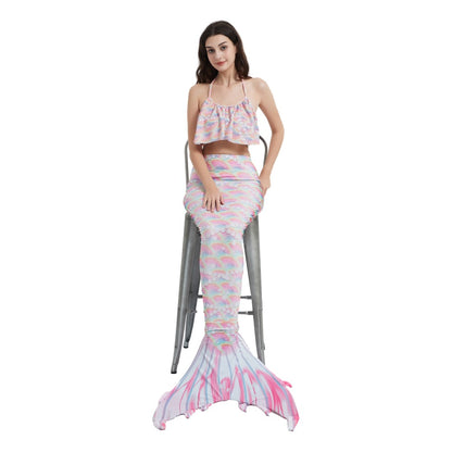 Women Cartoon Mermaid Strapless Fish Tail Cosplay Costume