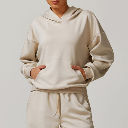 Sudadera con capucha de manga larga de color liso informal a la moda para mujer